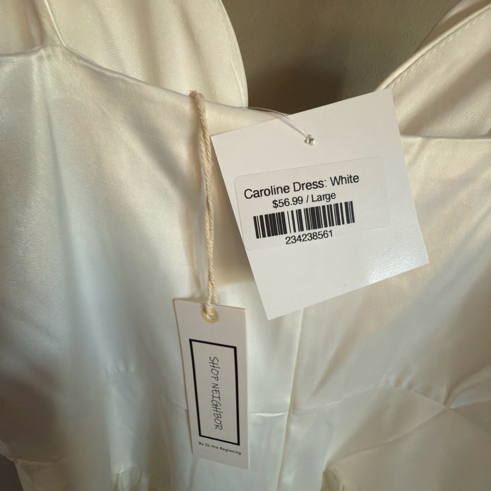 White Satin Bow Dress - Picture 4 of 6